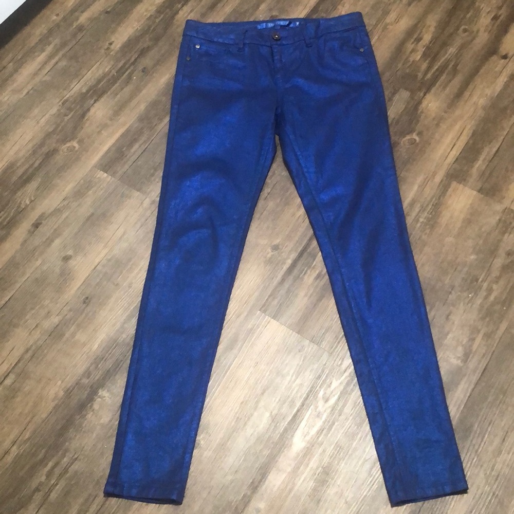 Sapphire ink Pants Jeans Iridescent  Blue coated SZ 7 (junior)